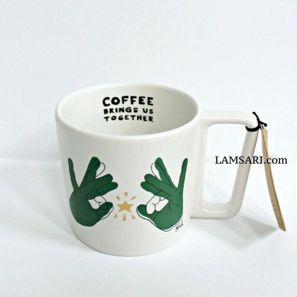 Starbucks Coffee Brings Us Together ASL Sign Language Ceramic Coffee Mug Cup